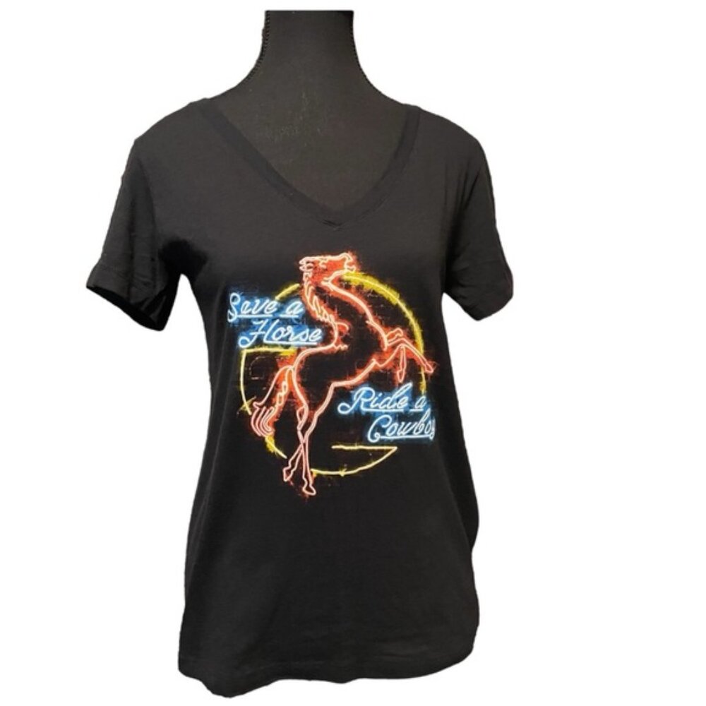 Save A Horse Ride A Cowboy V Neck Big & Rich Cowgirl Stampede Western Festival